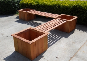 wooden planter box seat