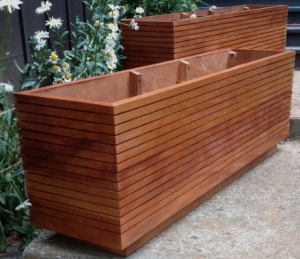 tall wooden planter box