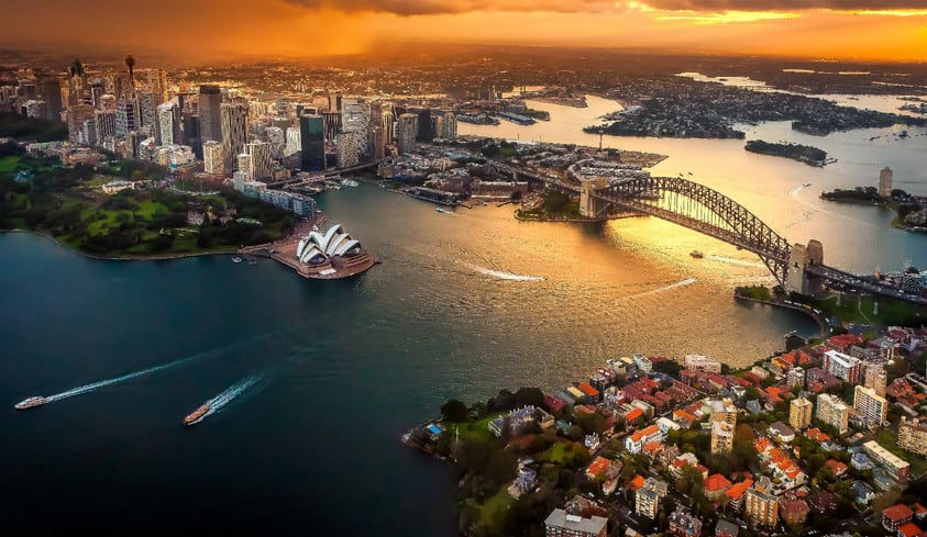 aerial view city of Sydney