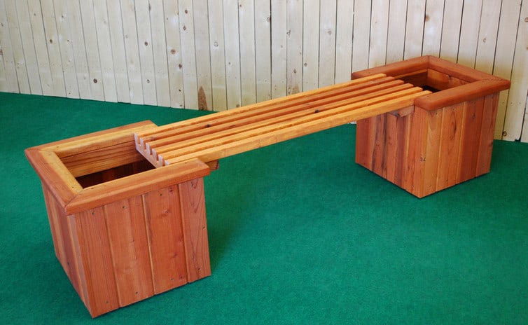 redwood planter box bench