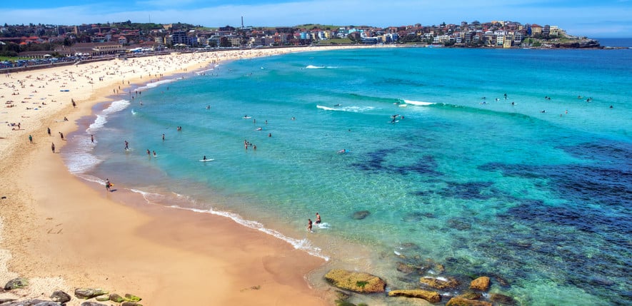 beautiful people relaxing at bondi beach