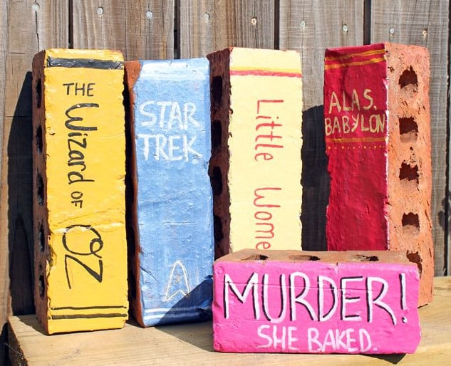 bricks coloured as books