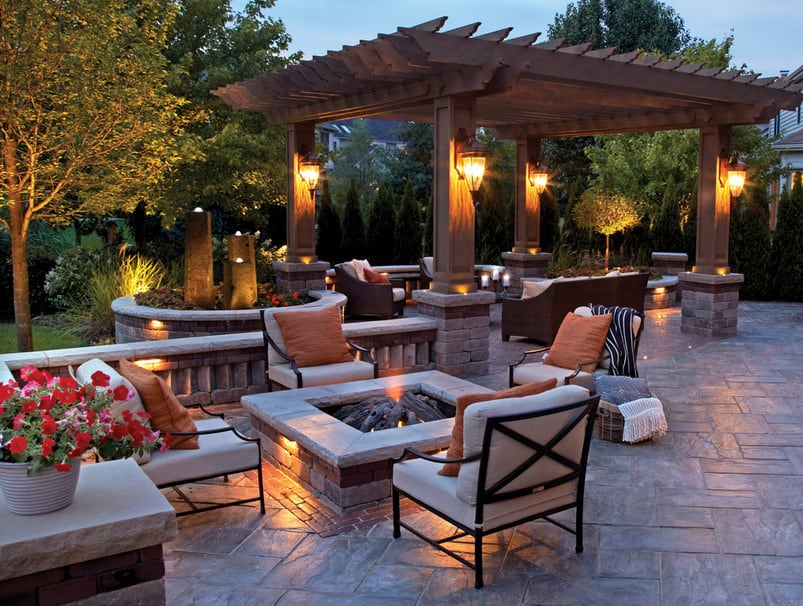 outdoor fireplace landscaping ideas