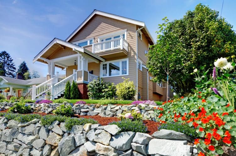 frontyard landscaping on a slope