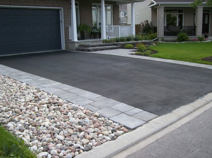 asphalt landscaped driveway